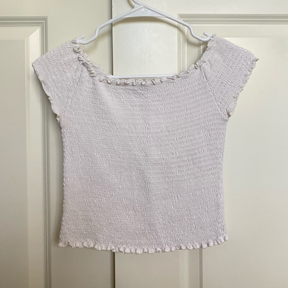 White ruffle top